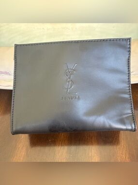 Saint Laurent YSL Beaute Black Faux Leather Makeup Pouch